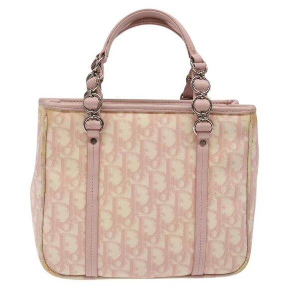 Christian Dior Trotter Canvas Romantic Chain Bag PVC Pink Silver Auth - Picture 3 of 16